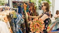 Woman admiring the cloths